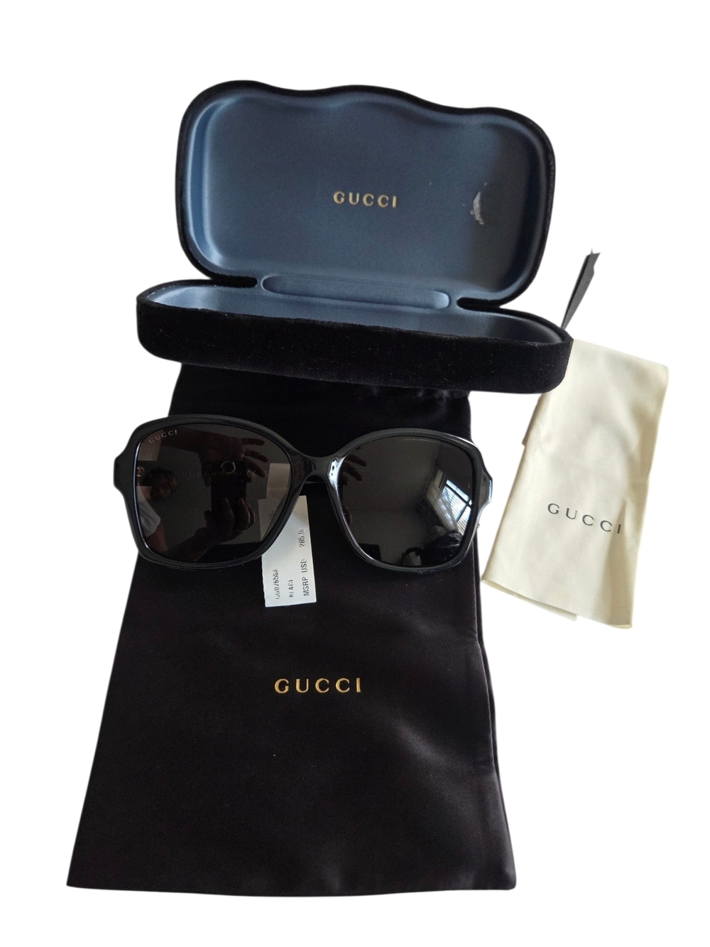 Gucci Black Square Frame Sunglasses - Women's Designer Shades New AUTH - Picture 9 of 9